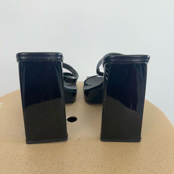 Jeffery Campbell Women’s Hustler Black Patent Leather Slip On Square Toe Sandal - Picture 7 of 11